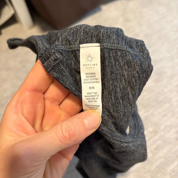 Aerie Hugger Recharge Longline Racerback Sports Bra Charcoal Heather Size Medium - Picture 4 of 4